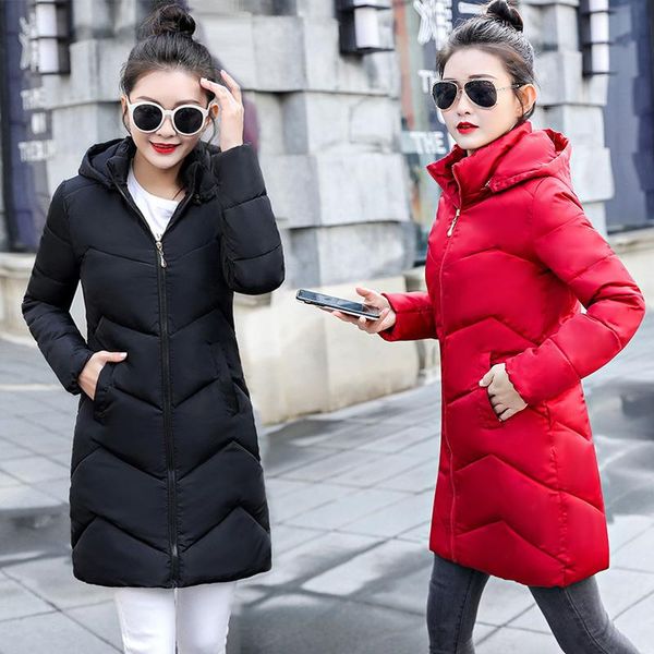 

women's trench coats 2021 winter jacket women hooded thicken coat female warm outwear down cotton-padded long wadded, Tan;black