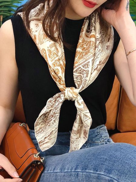 

scarves 100% silk scarf hand rolled edges twill 90*90cm mulberry-silk r bandana horse print 90cm, Blue;gray