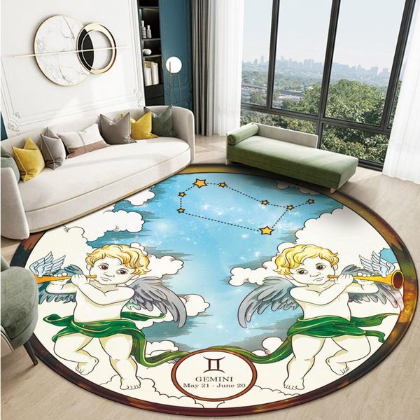 

carpets professional 12constellation gemini round floor mat flannel anti-slip carpet durable home bedroom room