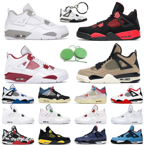 

jumpman 4 mens basketball shoes 4s cactus jack black cat white cement fire red university blue men womens sport trainer