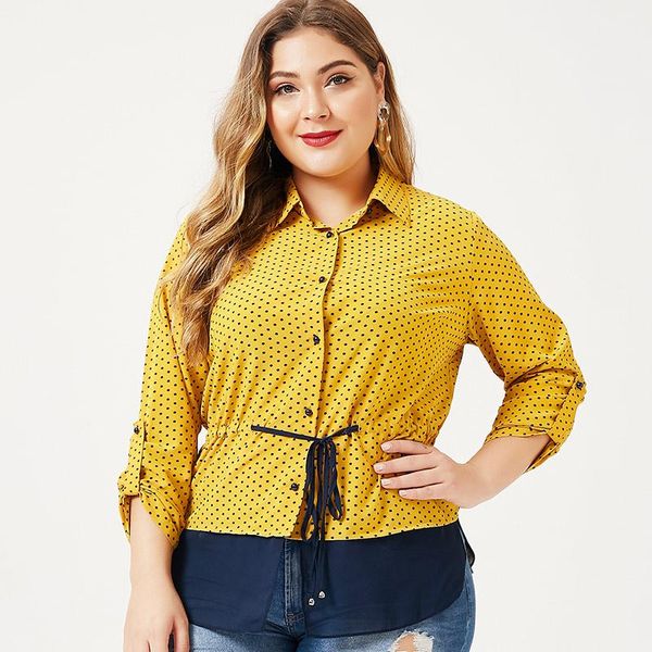 

women's blouses & shirts 2021 autumn mom clothes women long sleeve polka dot shirt fashion ladies vintage elegant plus size womens, White