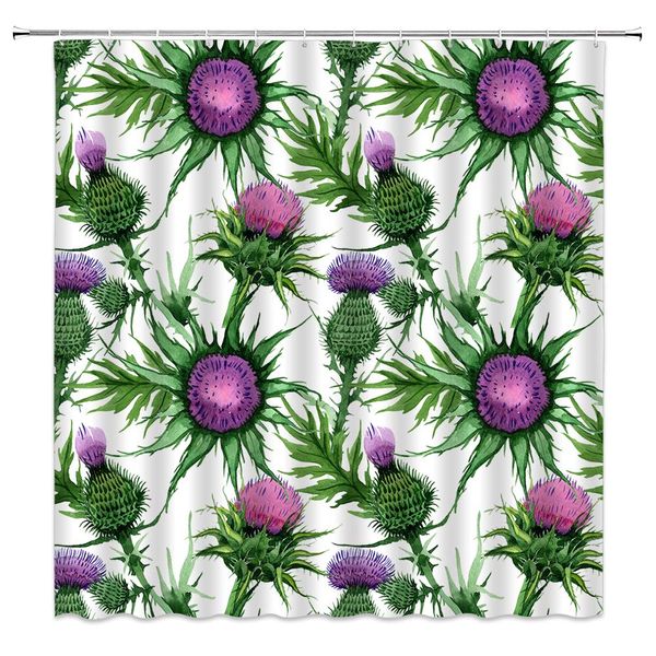 

flower shower curtain watercolor wildflowers western country idyllic fresh and simple home polyester cloth fabric bathroom decor