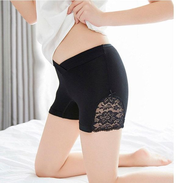 

female shorts pants for pregnant women lace high-waisted boxer safety premama clothes maternity solid elastic trousers bottoms, White