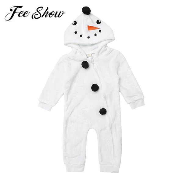 

born baby boy girl clothes christmas rompers snowman girls toddler kid plush hoodie long sleeve jumpsuit winter warm costume jumpsuits, Blue