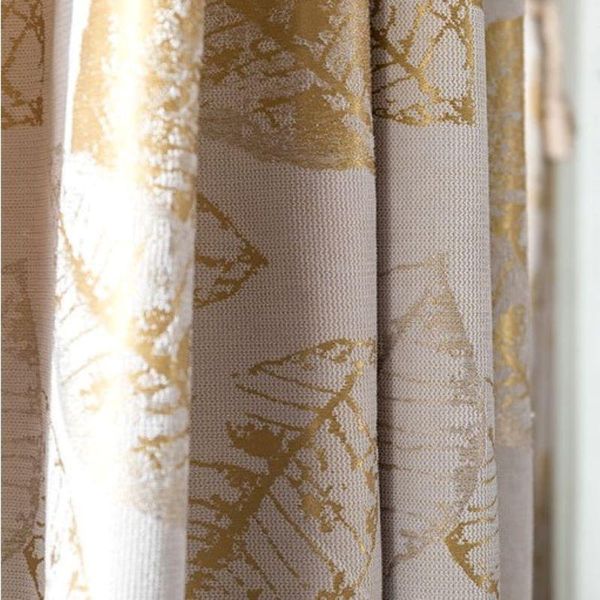 

modern luxury blackout curtains for living room bedroom simple european coffee blue leaves white tulle zh208#4 curtain & drapes