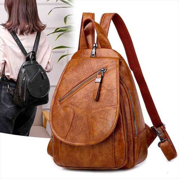 

women leather backpack female chest shoulder bags for ladies travel back pack school teenage girls bagpack mochila
