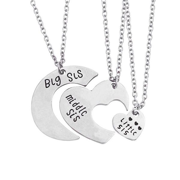 

chains fashion friend series three-piece set stitching heart-shaped lettering pendant necklace ladies jewelry direct sales, Silver