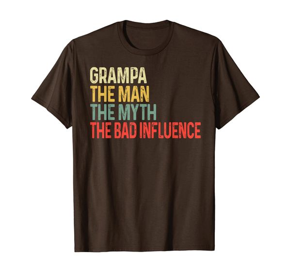 

grampa the myth the bad influence funny fathers day shirt, White;black
