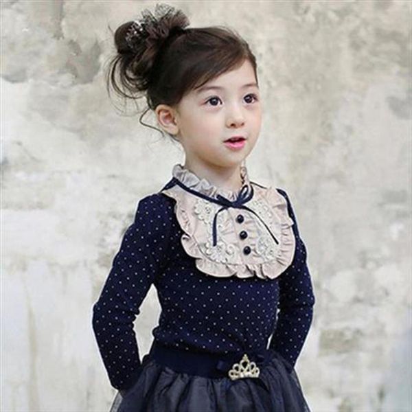 

girls blouses children autumn girl blouse kids spring clothes shirt long sleeve 100~150 party ceremony princess, White;black