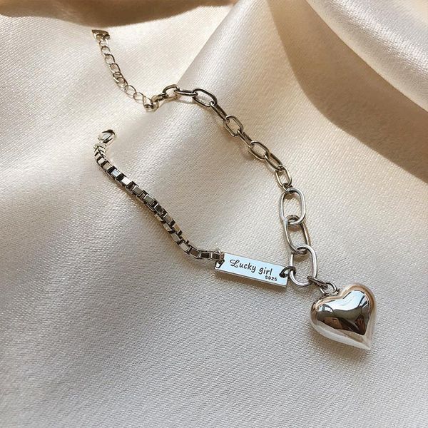 

charm bracelets fashion lucky girl love rectangle pendant women chain copper bracelet square charms for hip hop gifts, Golden;silver
