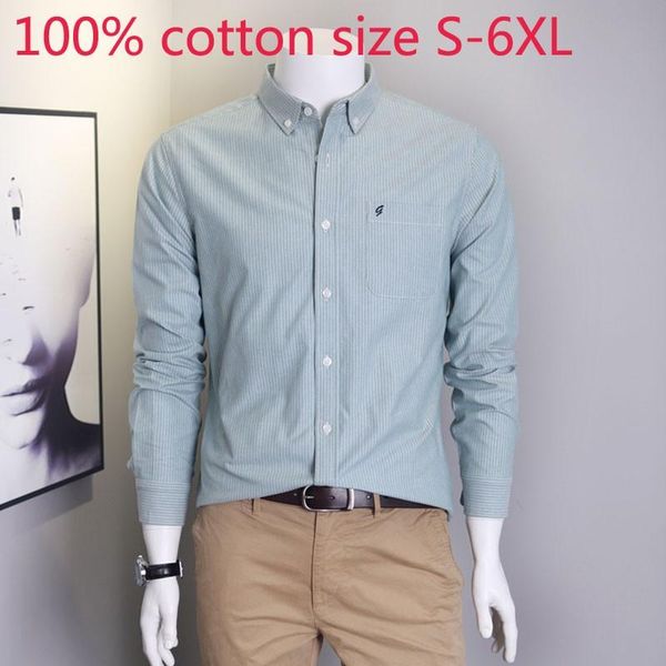 

men's casual shirts arrival spring and autumn 100% cotton long sleeve men oxford spinning stripe large plus size s-2xl3xl4xl5xl6xl, White;black