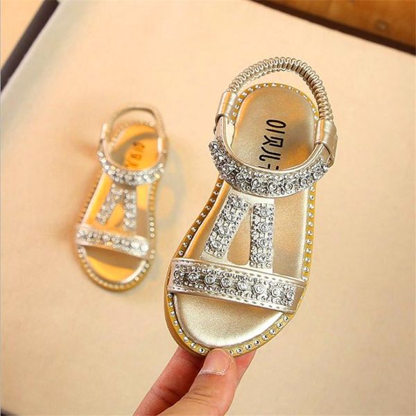 

girls sandals 2021 summer korean version of the princess rhinestones children's students baby beach shoes, Black;red