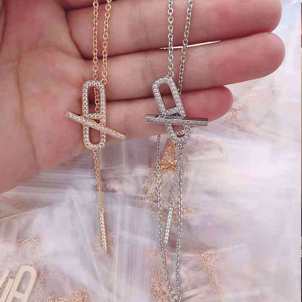 

nose brilliant diamonds inlaid necklace women's sterling silver plated thickened 18k rose gold full tassel clavicle jewel exclusive sal