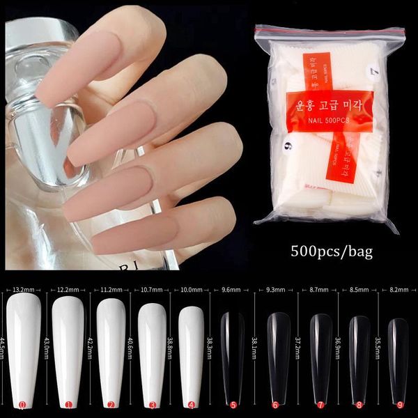 

false nails long ballerina nail uv gel extension tips sculpted clear/natural full cover fake 500pcs, Red;gold