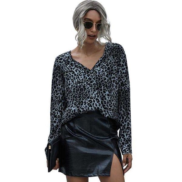 

womens and blouses summer leopard v-neck long sleeve office elegant ladies shirts plus size vintage chiffon blouse 210608, White