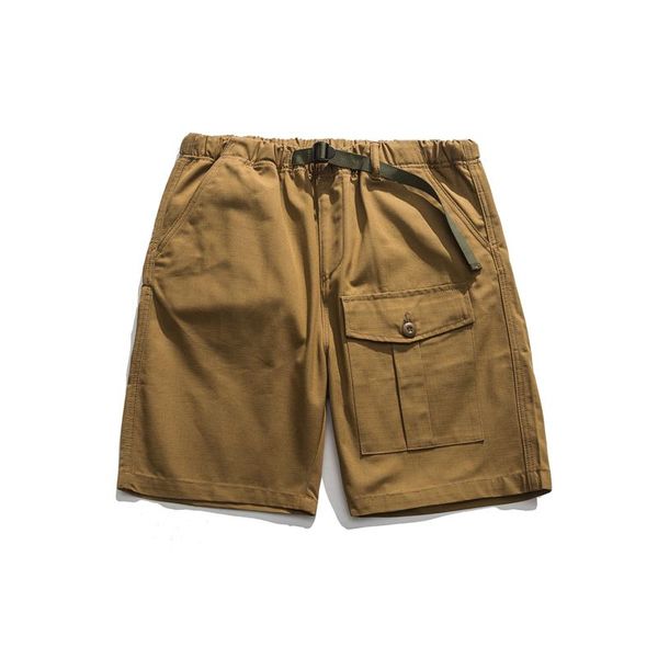 

men's shorts h-1005 summer cargo japan style vintage sport jogger outdoor drawstring back pocket solid color khaki unique design, White;black