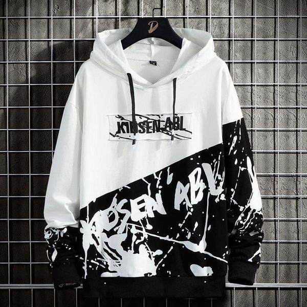 

men's hoodies & sweatshirts 2021 spring and summer casual japanese streetwear bottom fashion stitching, Black
