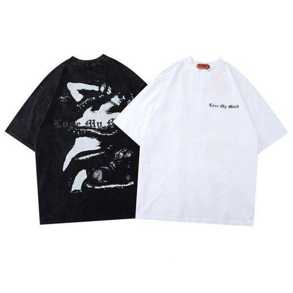 

fashion t shirt impas national wash dark high street short sleeve with gothic print, White;black