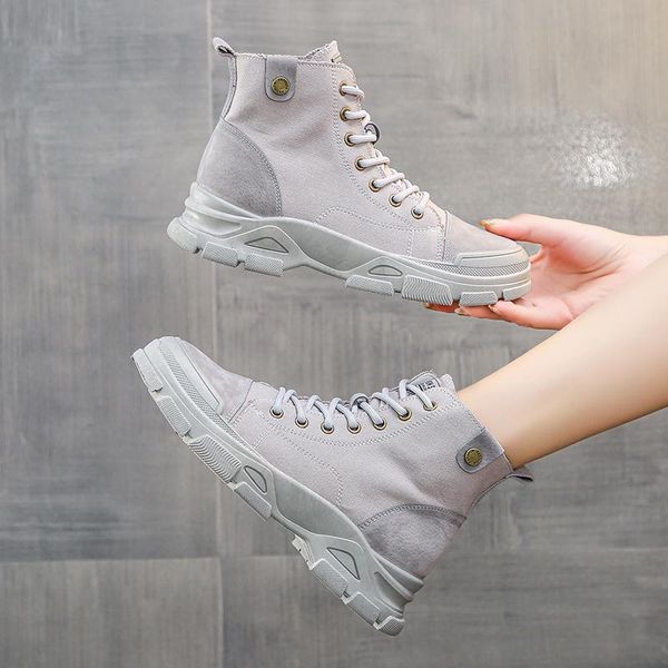 

boots women ankle winter round toe 5.5cm heel zip and lace up platform 2021 fashion shoes for woman non-slip, Black