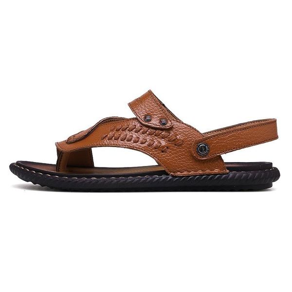 

sandals homme verano men playa sandals-men sandalias da shoes masculina cuero sandalia sandel sandalen leather ete sandles summer work, Black