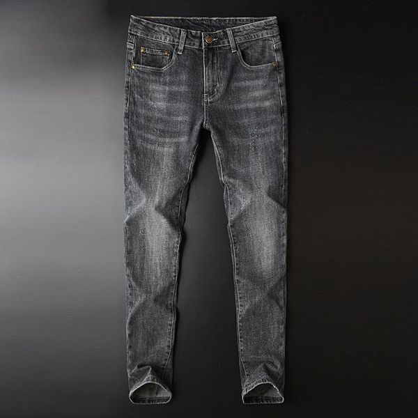 

men's jeans autumn smoky gray cotton stretch slim fit skinny fashion korean style, Blue