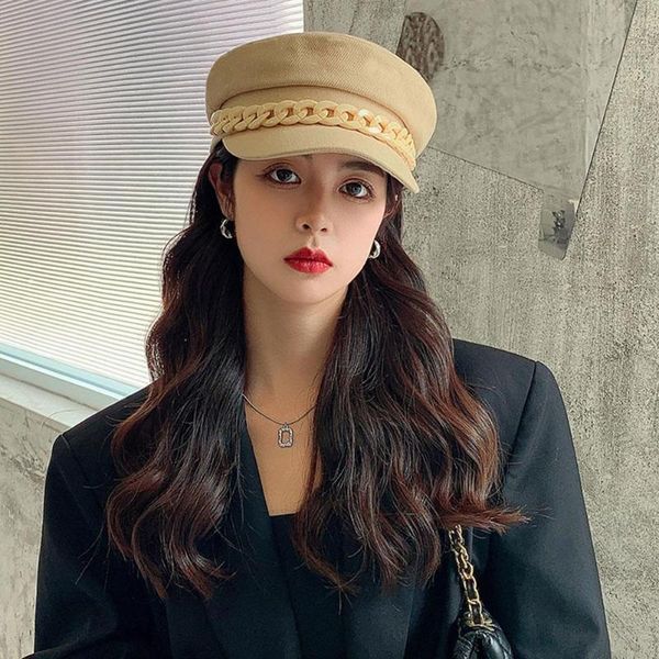 

berets fashion pu leather beret cap french artist wool warm beanie hat for ladies women girls elegant vintage solid color casquette, Blue;gray