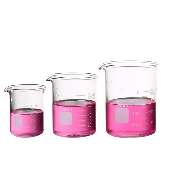

pack glass measuring low form beaker set 50ml 100ml 250ml graduated lab supplies