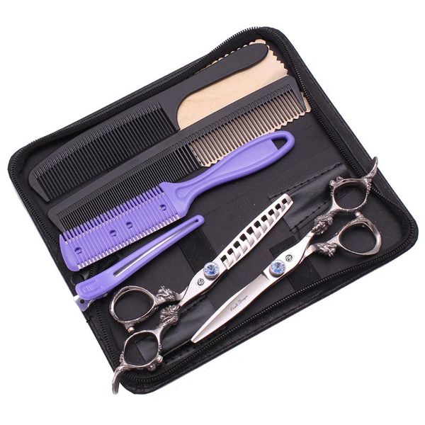 

hair scissors barber 5.5" 6" purple dragon japan 440c professional cutting handle thinning shears styling 9107#