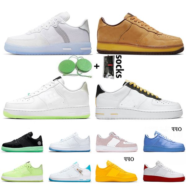 

2021 airforces 1 low one casual shoes n354 toon squad platform mens sneakers white red sole light bone wheat mocha mca university blue sport, Black