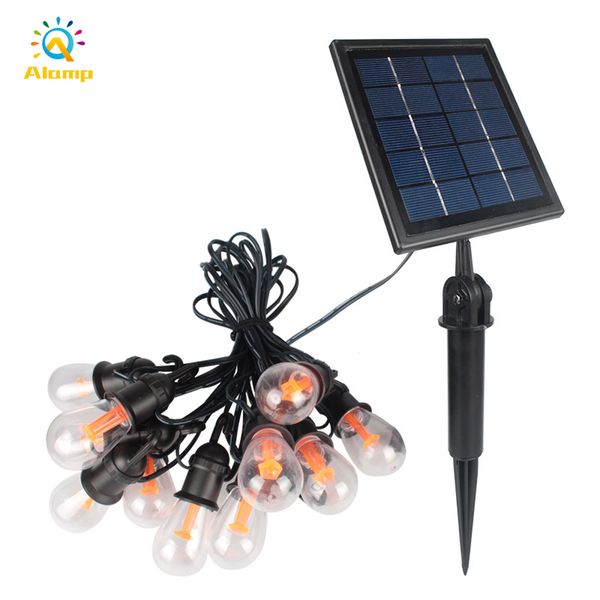 

solar outdoor string lights 12 bulbs lamp warm white waterproof for yard cafe restaurant wedding party christmas decoration light