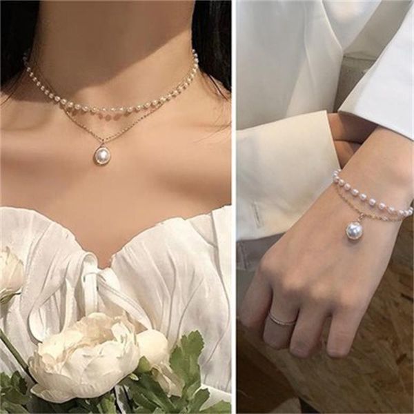 

chokers sweet female necklace cute pearl korean fashion princess style jewelry on the neck personalized gift, Golden;silver