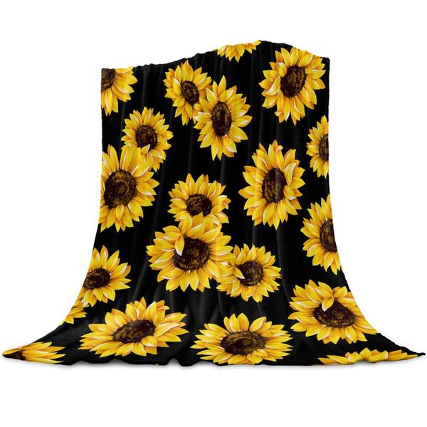 

blankets plant sunflower flower black light thin flannel blanket custom super warm soft throw on sofa bed travel bedspread