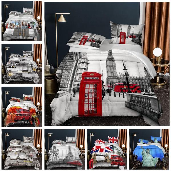 

comforters & sets edredones london bedding set for couples couettes big ben comforter grey red double decker bus pattern 3pcs quiltted