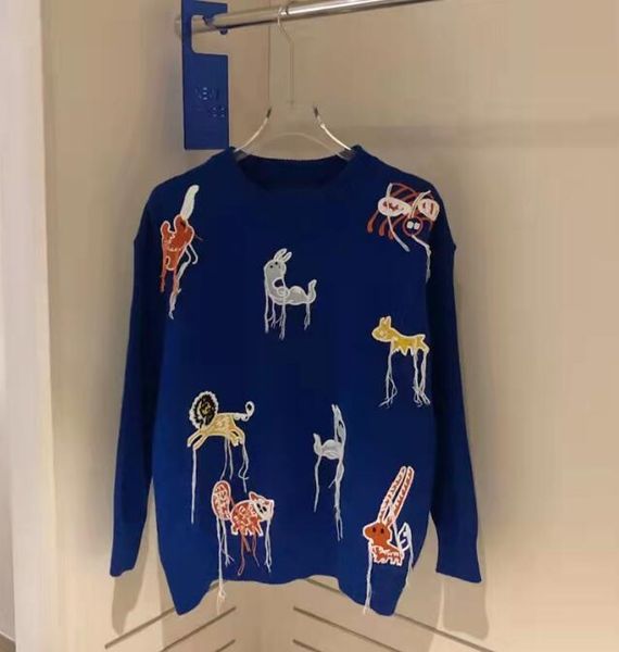 

sweaters letterg agu brand cci designer embroidered knitted small animal wool sweater sweater for lovers, White;black