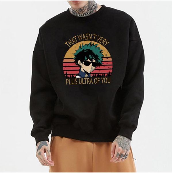 

that wasn't mind plus ultra from you anime hoodie sweatshirt kpop 2021 men/women my hero academia oversized hoodies tracksuit women&#03, Black