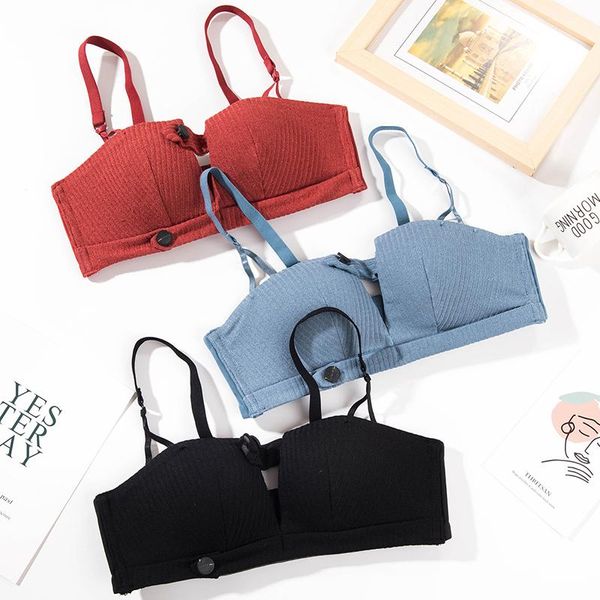 

bras sets 1/2 cup bra set push up brassiere seamless girls underwear suit and panty stripe small gather women lingerie, Red;black