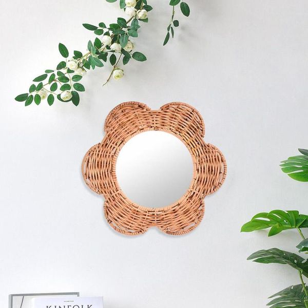 

mirrors rattan wall mirror durable hanging decorative creative makeup for home living room homestay bedroom decor