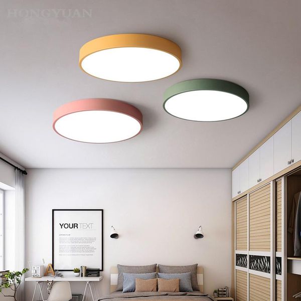 

ceiling lights led modern lamp nordic simple round 23-60cm remote dimmable contro macarons color bedroom living room lighting