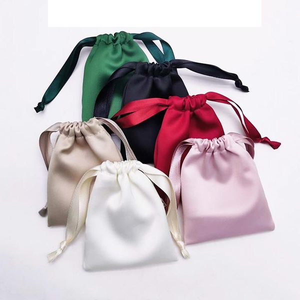 

jewelry pouches, bags black red silk with ribbon pouches 8x10 10x15cm fabric for wedding gift packaging jewerlly travel cosmeti, Pink;blue