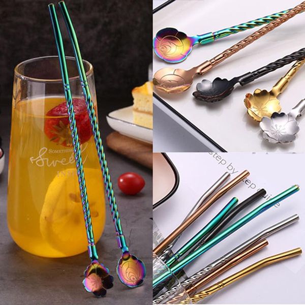 

drinking straws metal straw useful reusable stainless steel good-looking kitchen supplies multifunction convenient