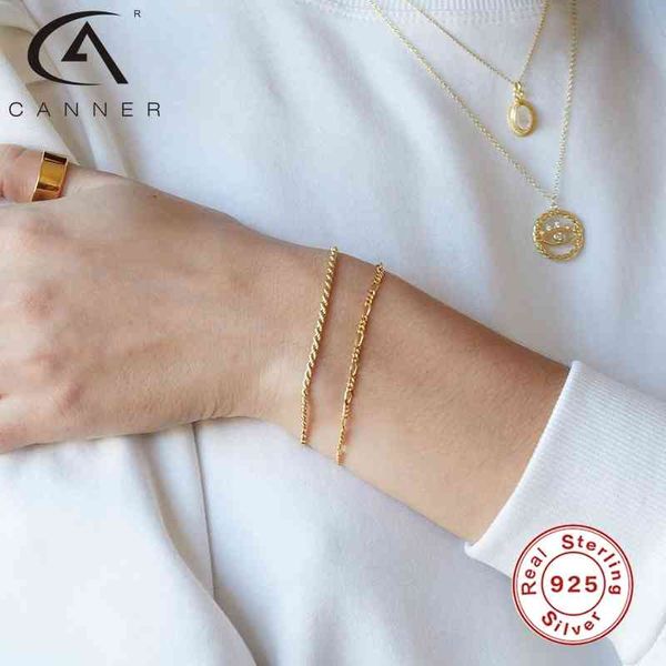 

canner fashion women 925 sterling pulseras mujer bracelets charms silver gold jewelry armband joyero, Golden;silver