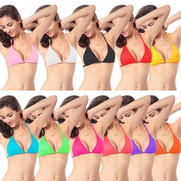 

women's swimwear strappy bikini bandage swimsuit bra solid color female women top, White;black