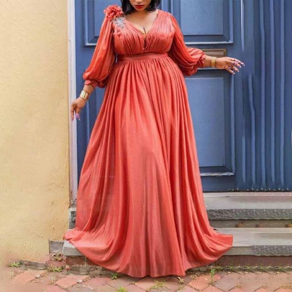 

ethnic clothing 5xl maxi dresses for women 2021 fashion party prom african dress high split kaftan evening christmas gown autumn clothes, Red