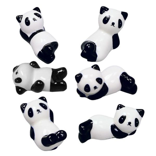 

6pcs ceramic panda design chopstick holder stands rest racks chopsticks