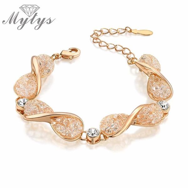 

link, chain mytys twisted mesh bracelet rose gp fashion women jewelry crystal b986, Black