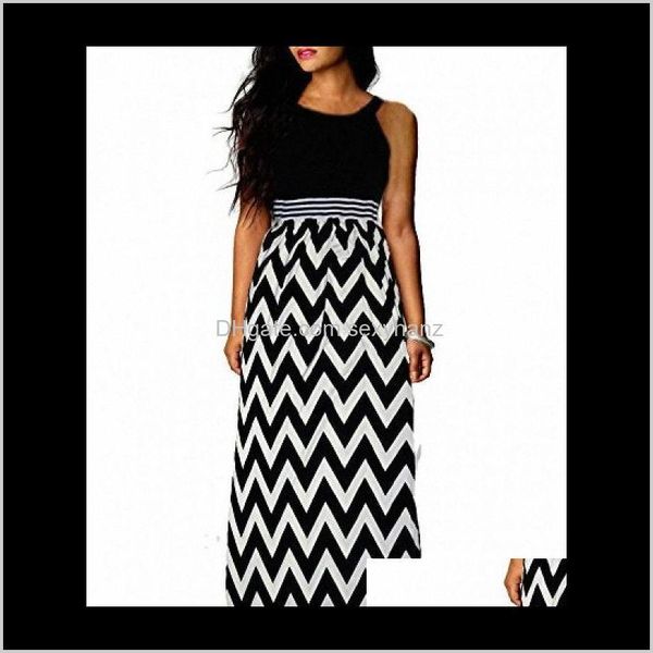 

dresses clothing apparel drop delivery 2021 roiii womens casual v neck sleeveless elastic striped maxi cocktail party dress bexu# yczht, Black;gray