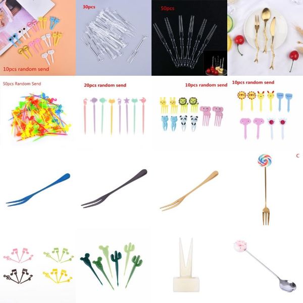

forks animal farm parrot bamboo flamingo fruit fork cartoon children snack cake dessert pick toothpick lunches party decor 1-80pc