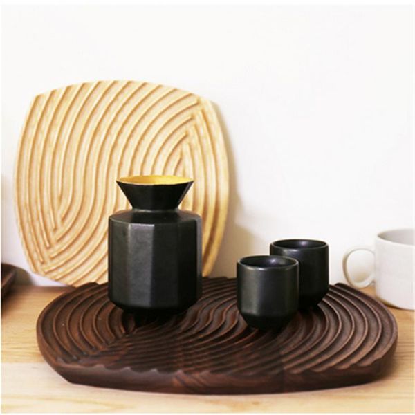 

mats & pads wooden tray nordic water corrugated beech wood household decorative insulation pad storage 2 color kitchen accessories
