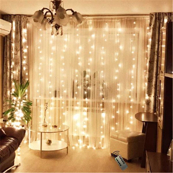 

strings 10pcs 3*2m led curtain lights string battery fairy garland lamp for wedding party christmas window home outdoor decor