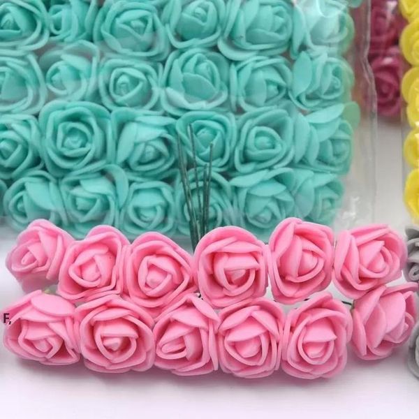 144pcs Pe No Lace Rose Foam Flowers Mini Bouquet orsacchiotto Rose Flower Regali fai da te Corona Fiore artificiale Schiume Fiore finto RRA11319